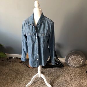 WHBM denim cotton button down shirt.